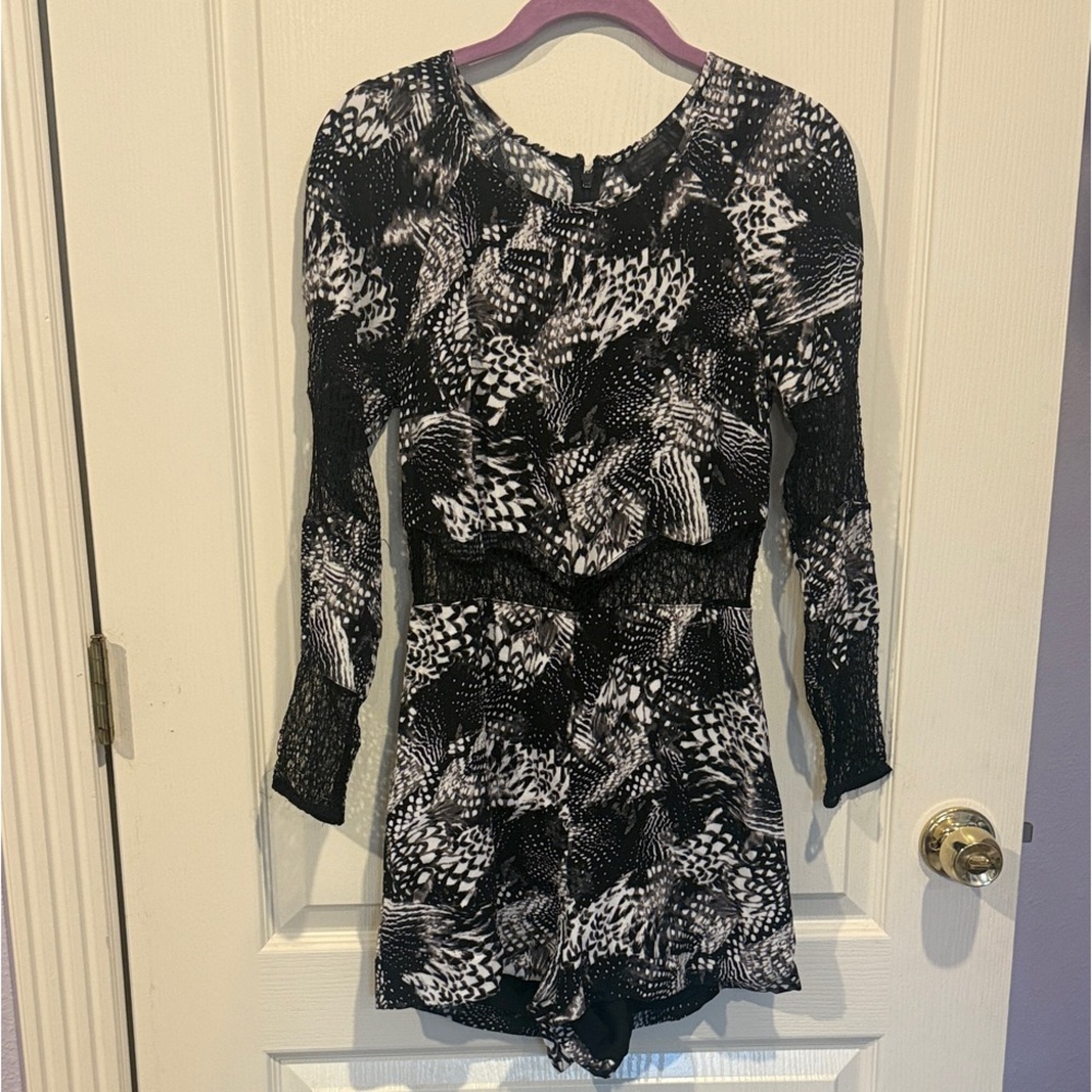 H&M Black and White Patterned Romper